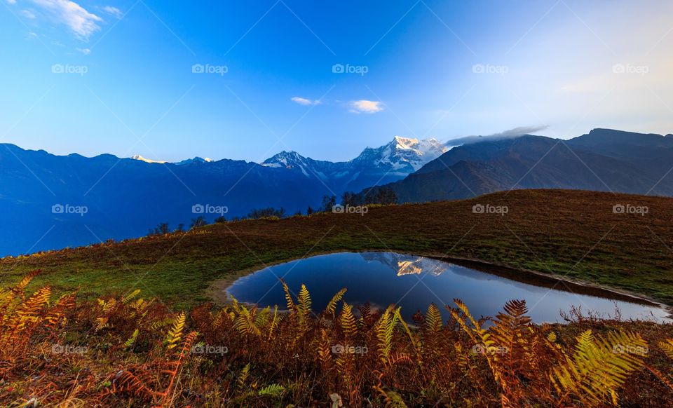autumn by the mountain and lake