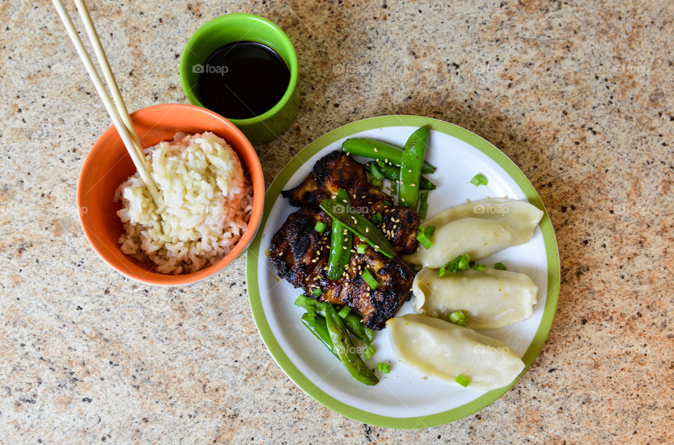 Steamed rice and dumplings