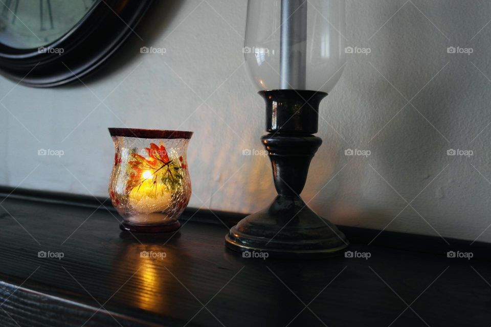 Candles on the fireplace 