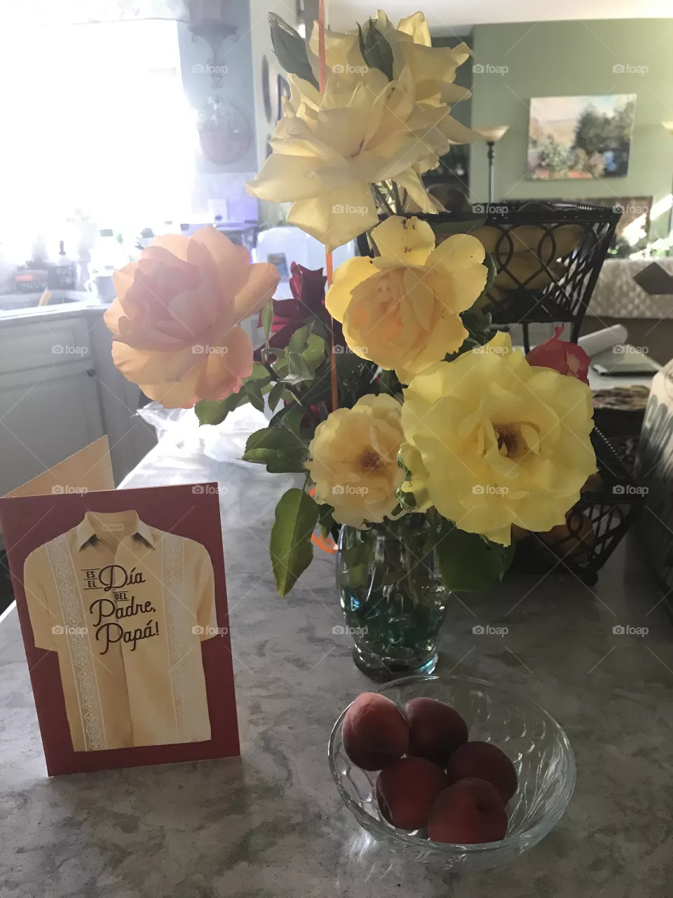 Father’s Day yellow roses with card 