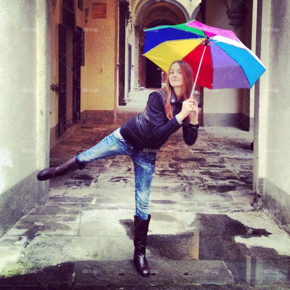 Florence, girl, umbrella