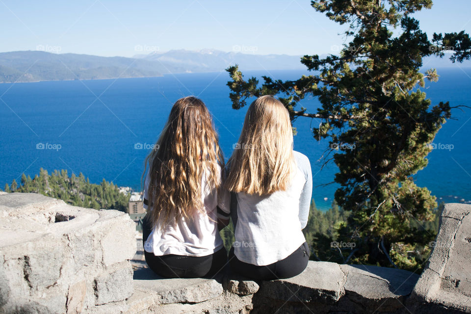 Best friends enjoying the views of Lake Tahoe 