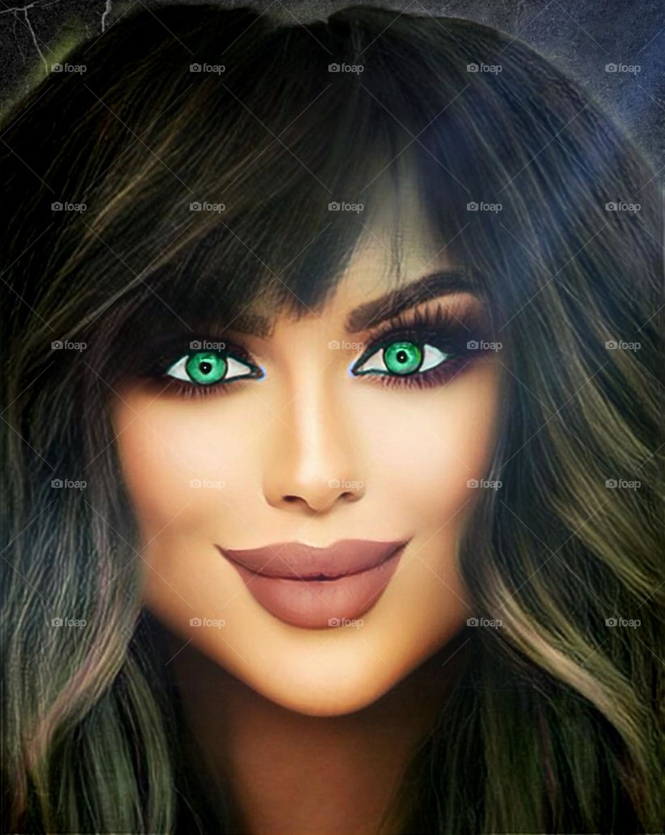 Mysterious green eyed woman.