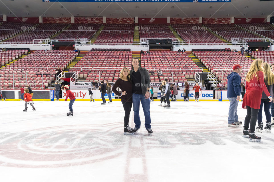 Ice skating at the hockey arena! The Joe in Detroit. 