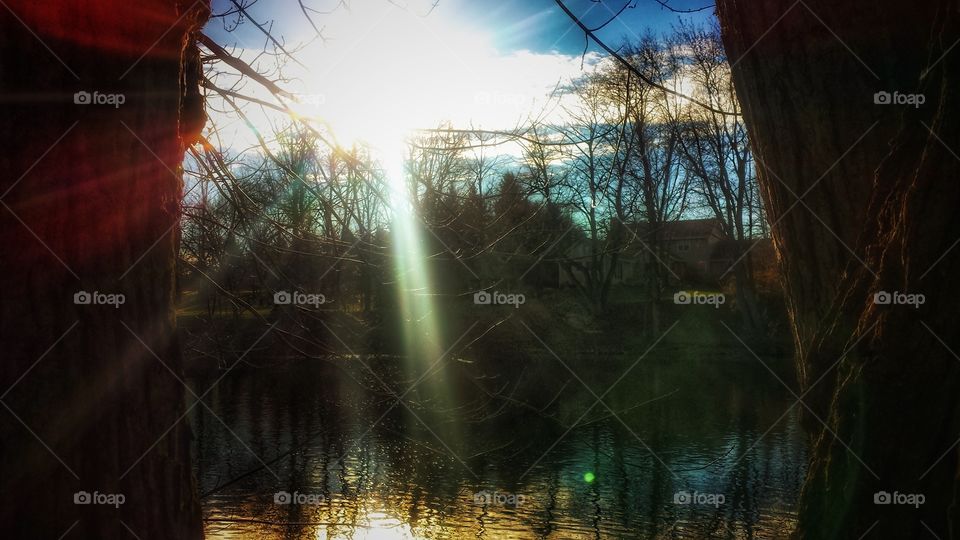 Sunlight reflected on water