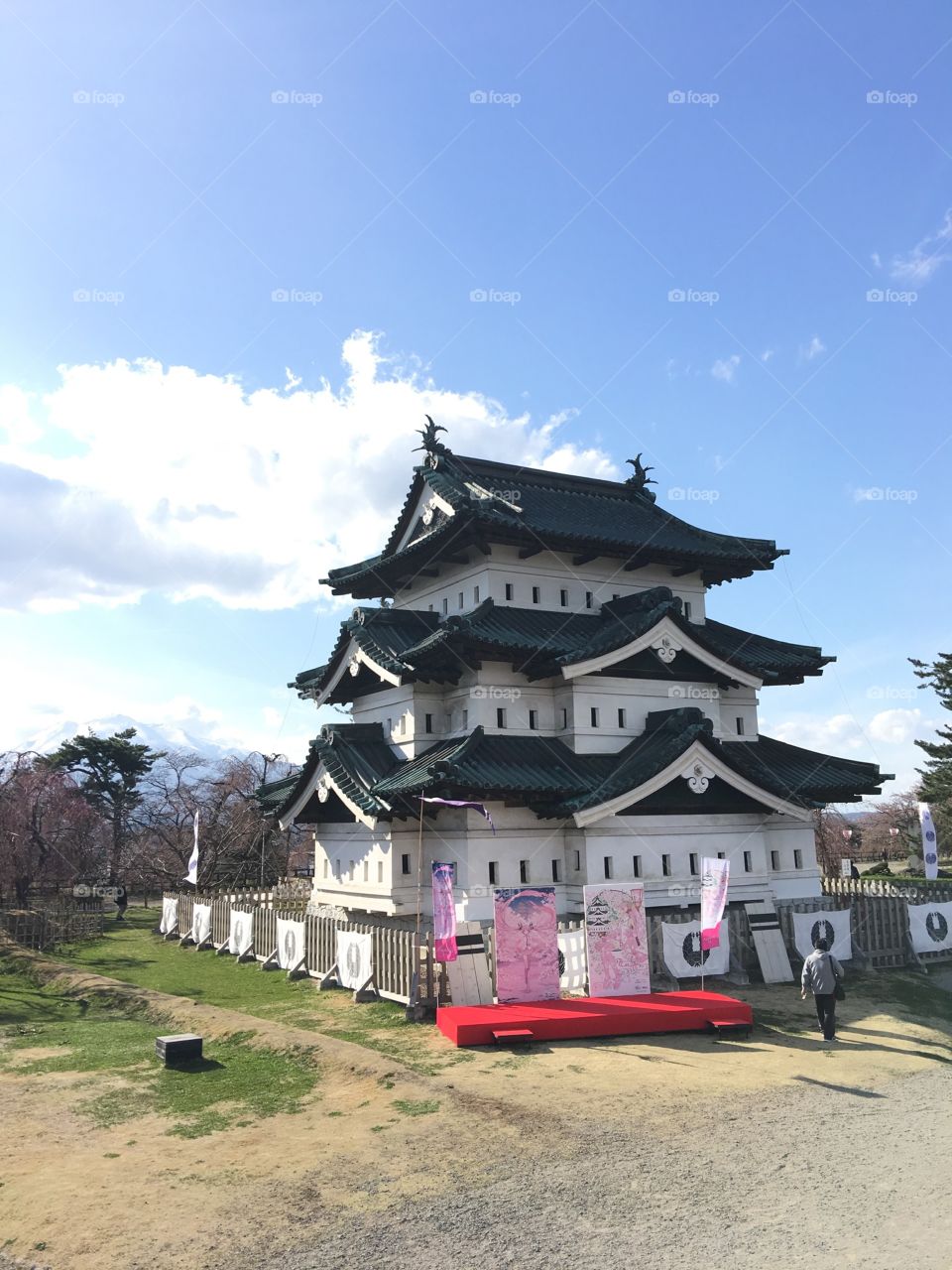 Japanese Hirosaki Castle during the Hirosaki Cherry Blossom Festival