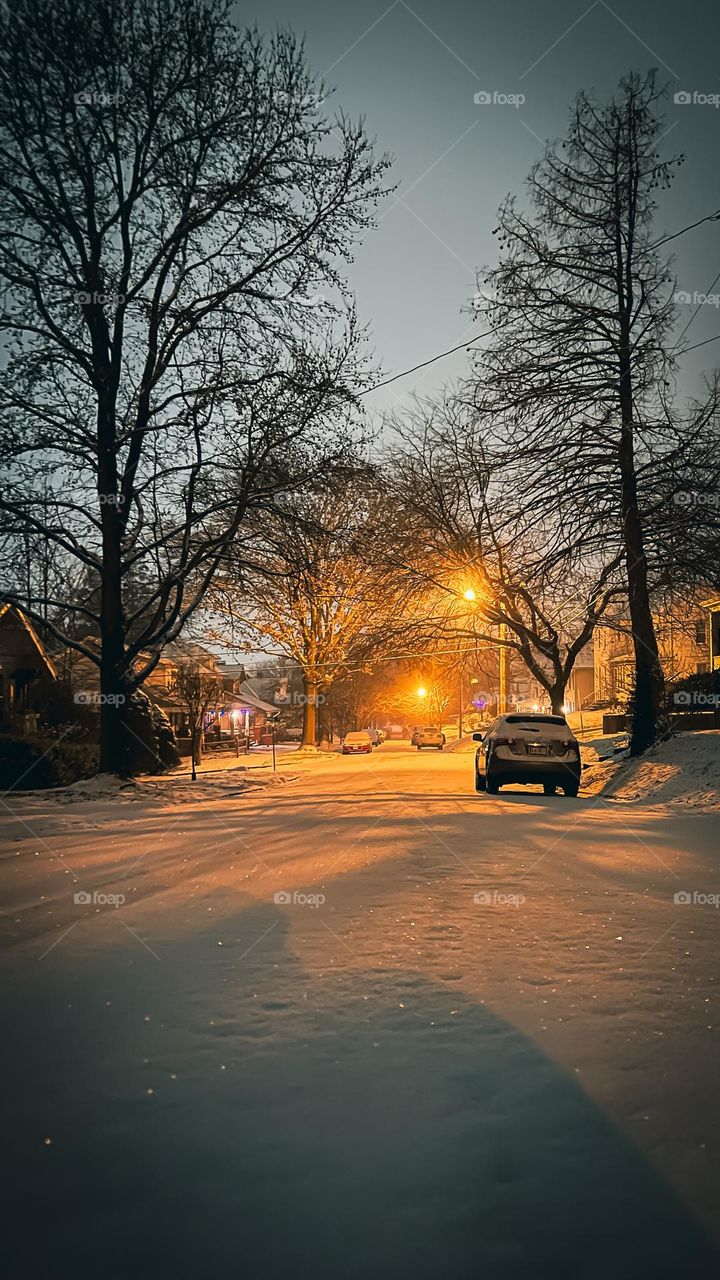 Snow in a small town