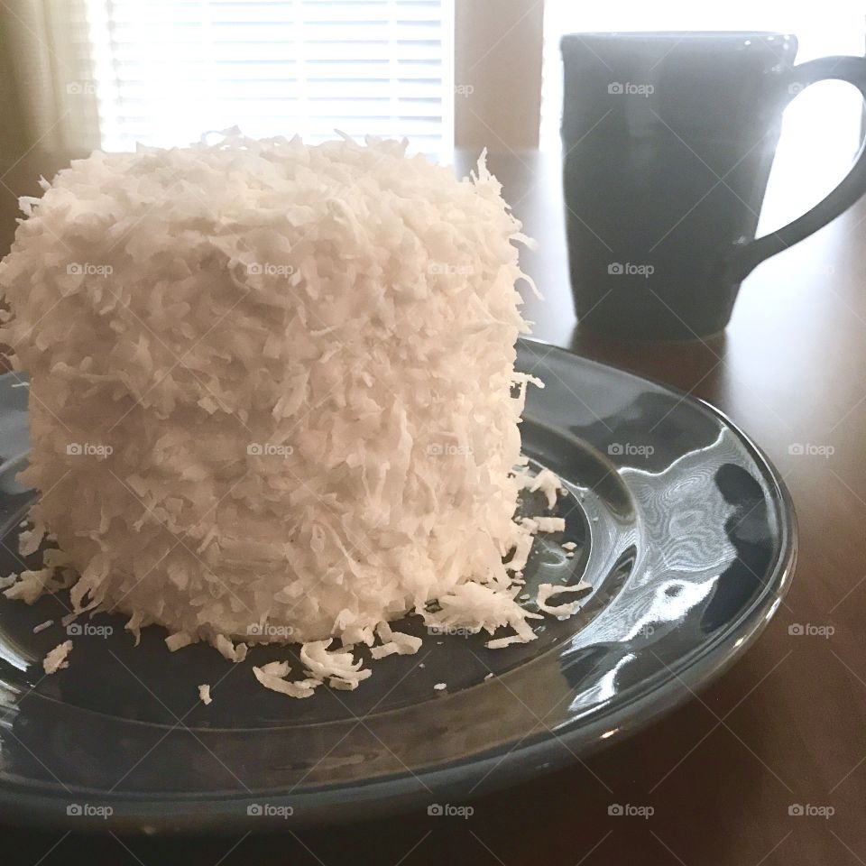 Close-Up Coconut Cake & Coffee