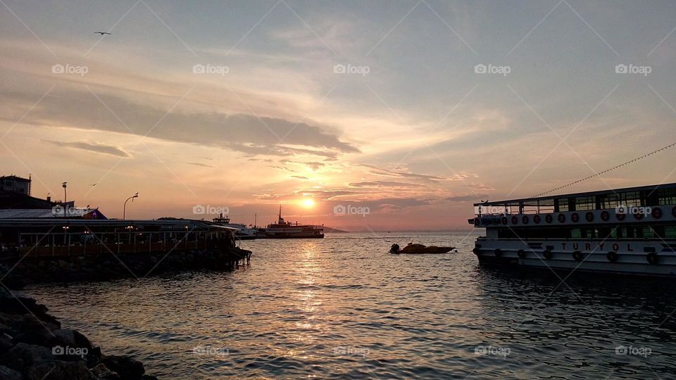 Water, Sea, Sunset, Watercraft, Travel