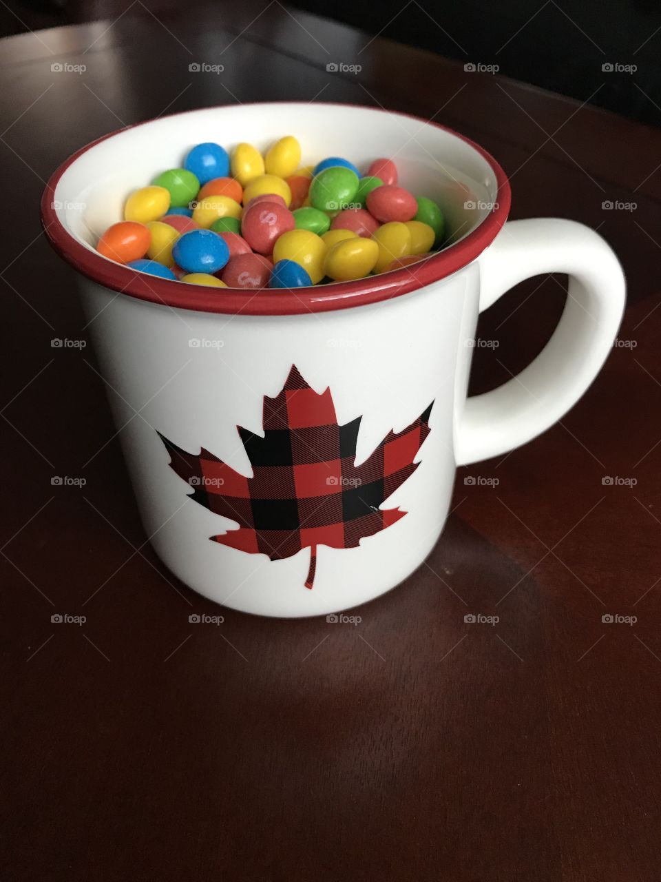 Skittles in a mug