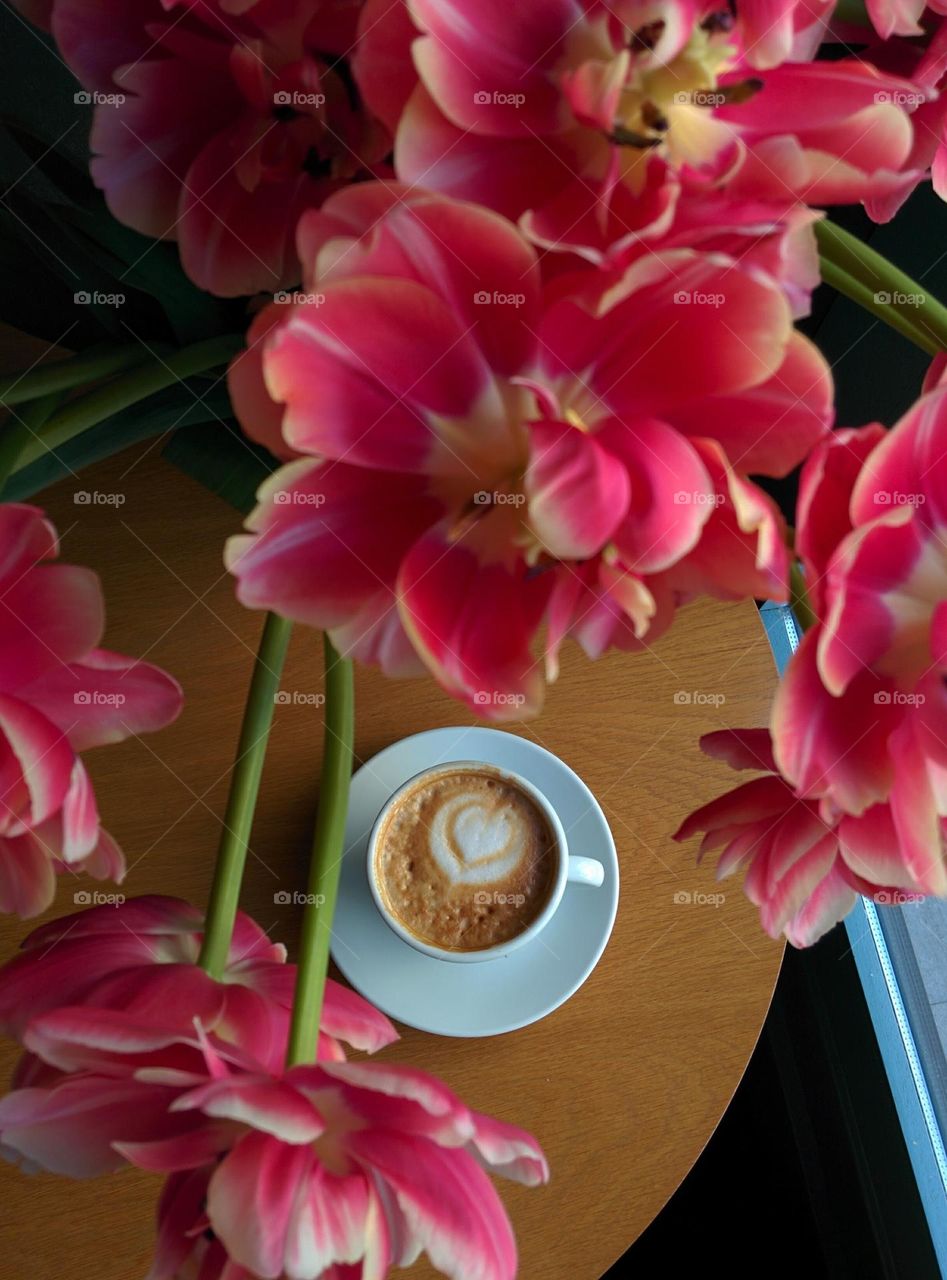 Coffee and flowers