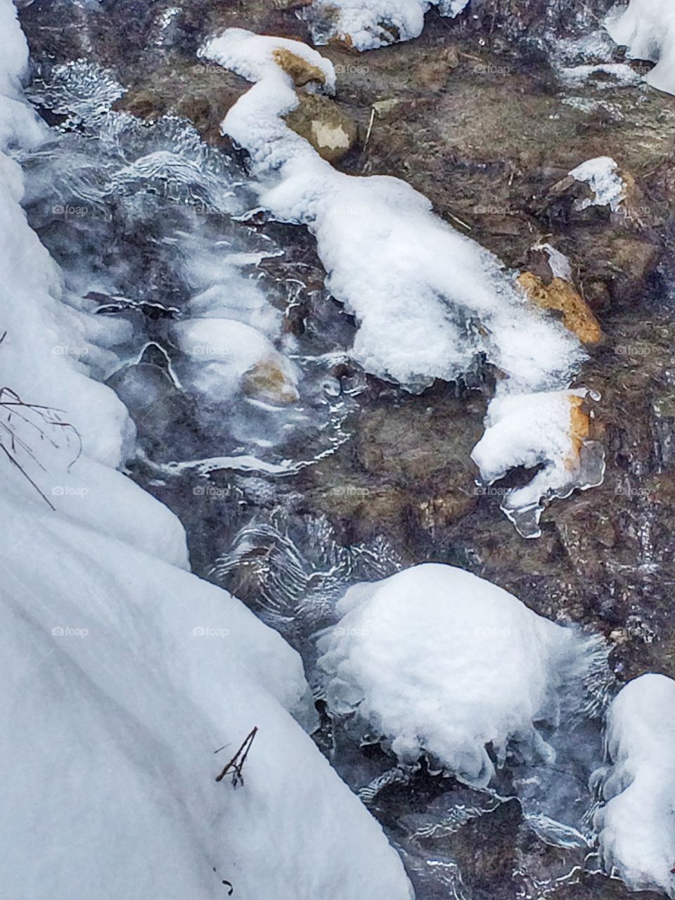 Ice on the mountain river