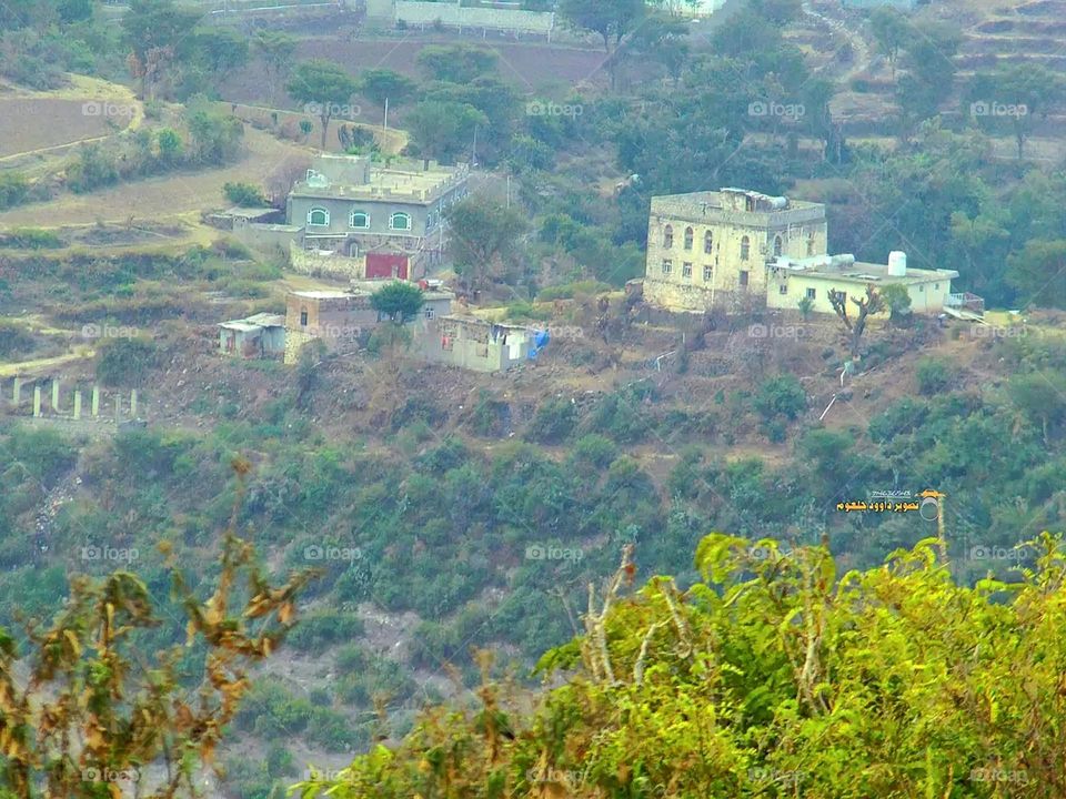 A stunning view of green mountains covered in fog in Yemen