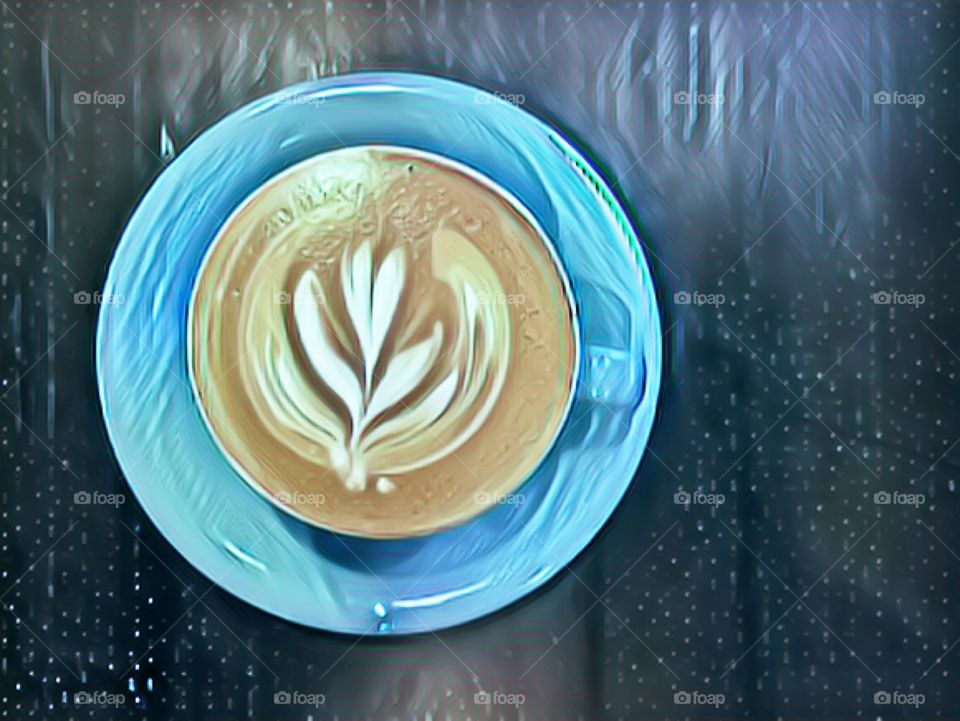 Latte art coffee with illustration