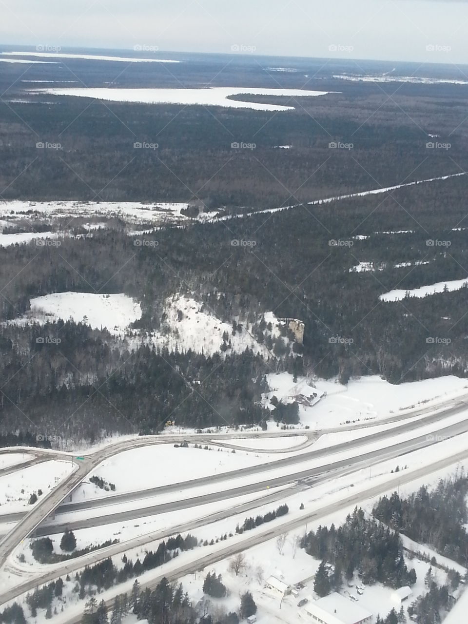From the air. A winter picture from the air near Mackinac Island 
