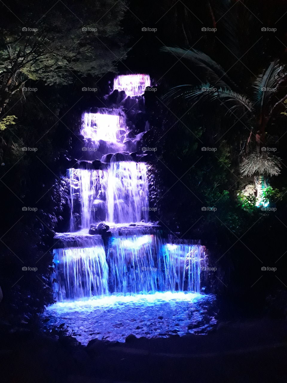 waterfall at night