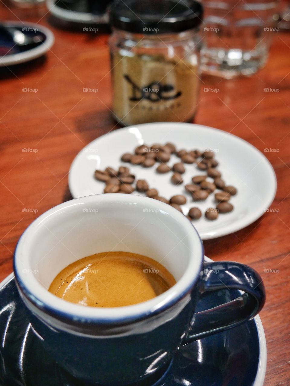 Espresso and coffee beans 