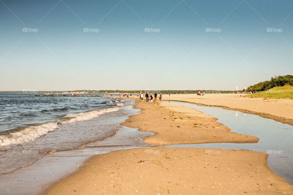 New York Sunken Meadow beach, summer, relaxation, people, swimming, sand, breeze, clear sky, day, warm, water, 