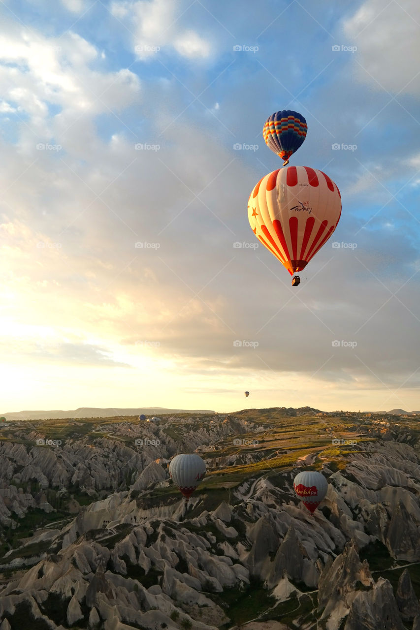 Balloons at sunrise in Cappadocia, Turkey 