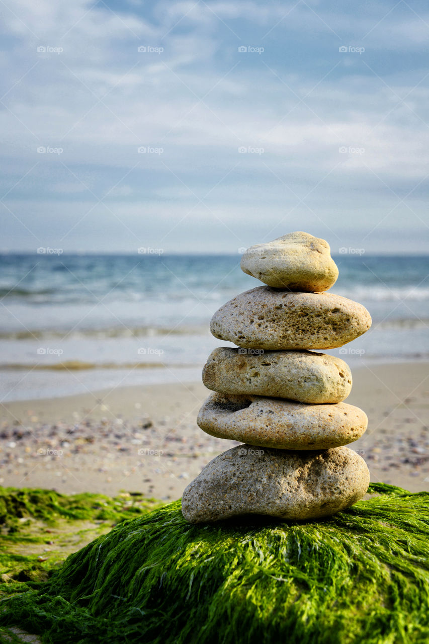 the stones on the seaside background