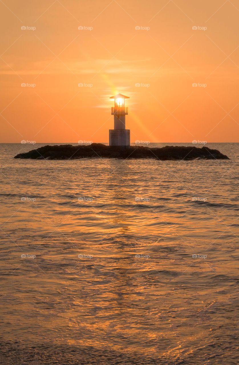 Sunset behind the lighthouse