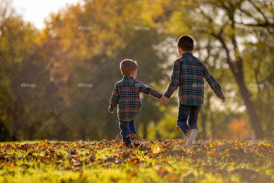 Autumn brother walk