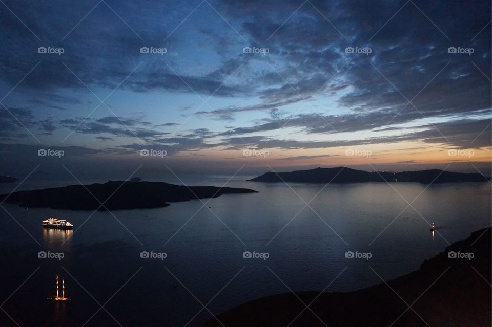 Sunset from Fira, Santorini, Greece 