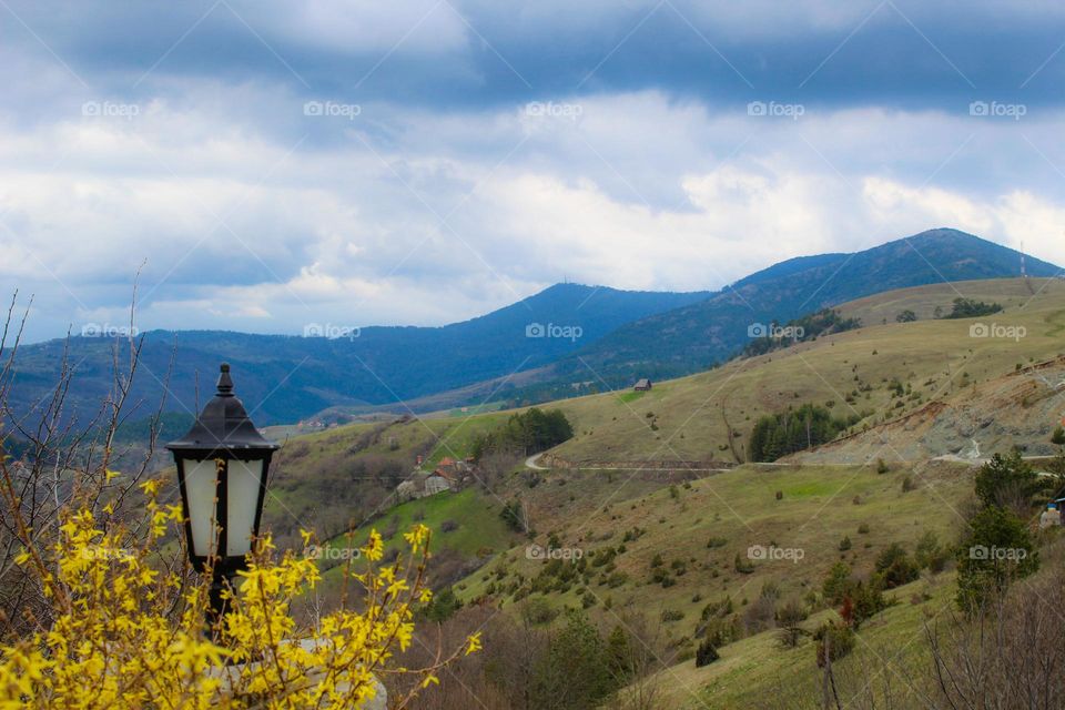 Mountain spring landscape.  Look into the distance