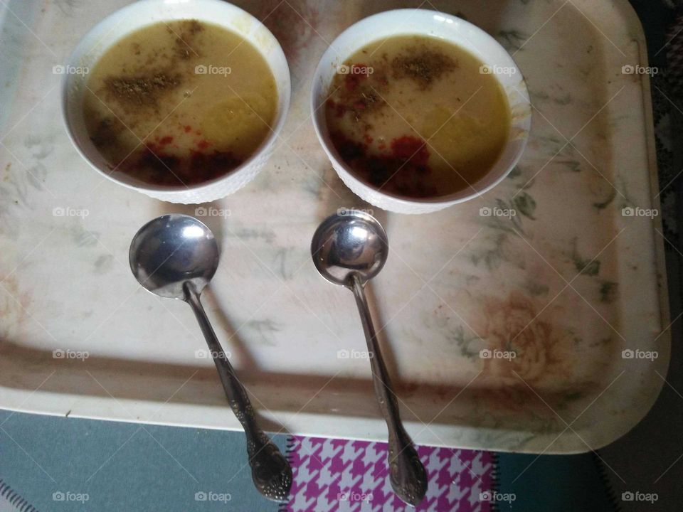 Two bowls of soup