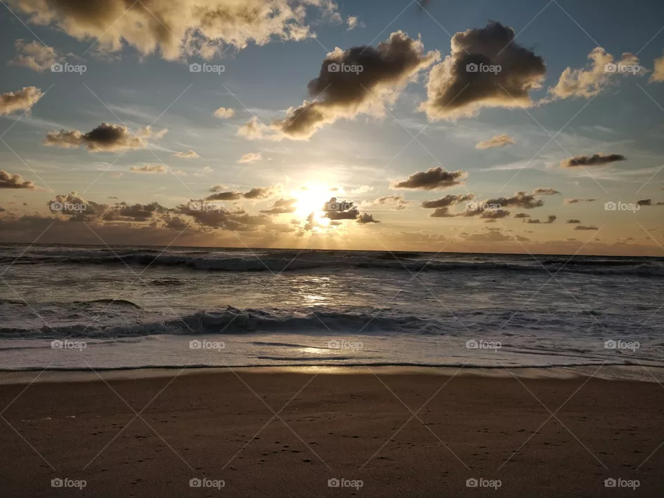 Sunset, sea, Portugal, beach, waves