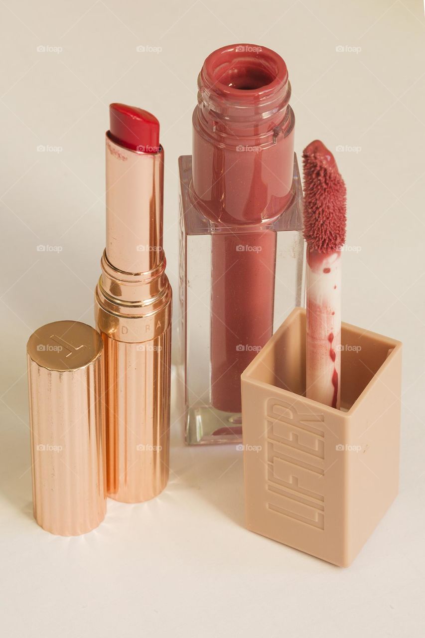 Lipsticks on a white background 