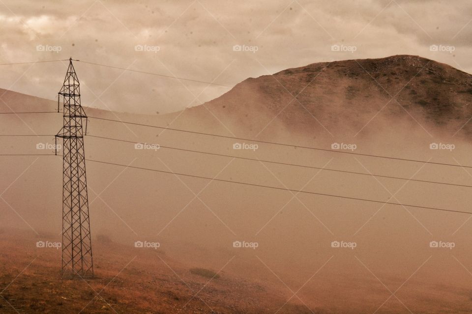 Fog and mist in an abandoned wasteland 