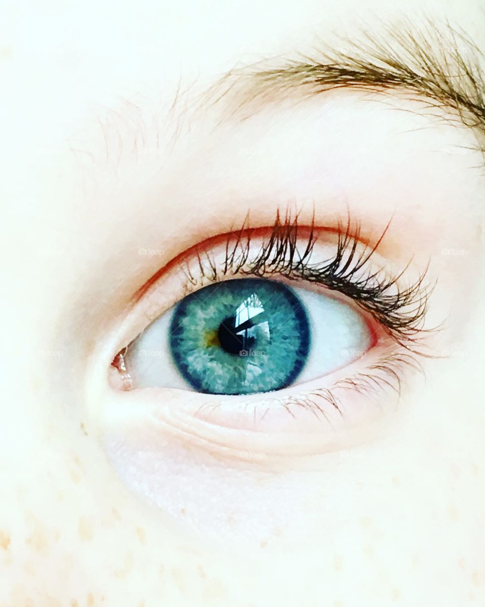 Blue eye with brown