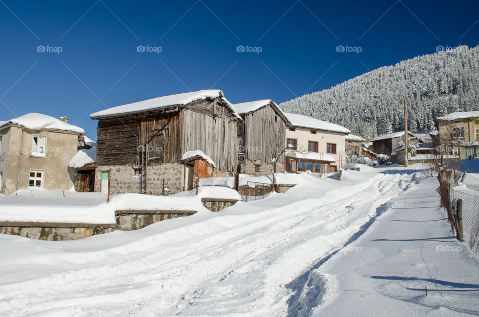 Winter landscape, Ravnogor Village, Bulgaria