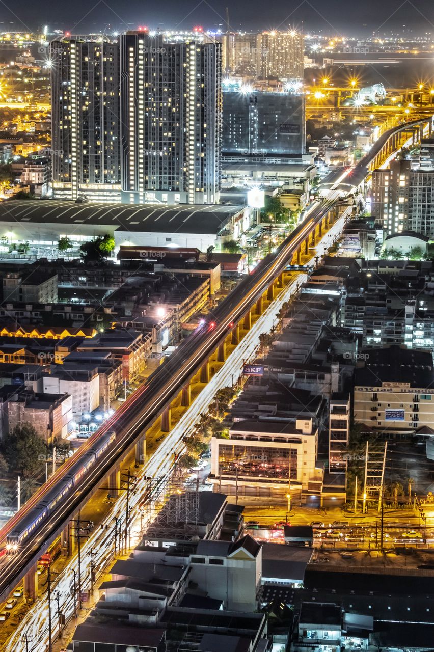 Night scene of city scape at Bangkok Thailand