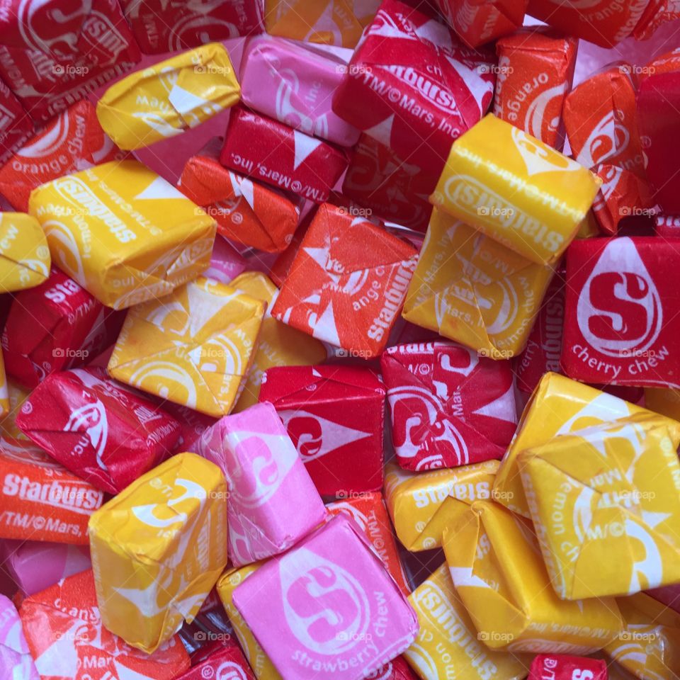 A tasty pile of sweet Starbursts 