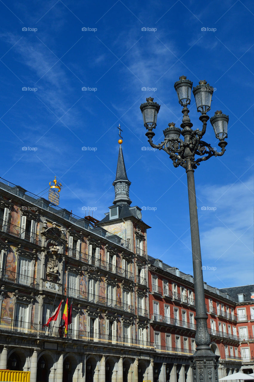 Buildings around Plaza Mayor in Madrid, Spain.