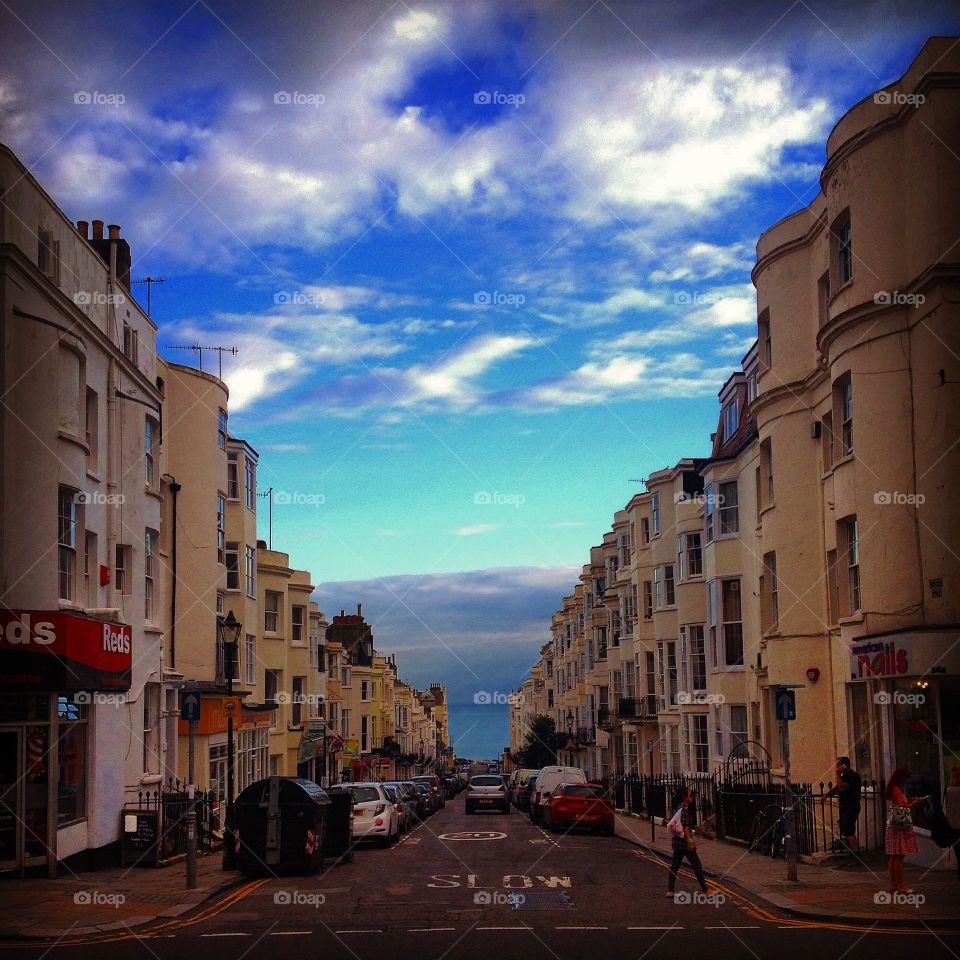 A road to the sea. A brilliant day in Brighton