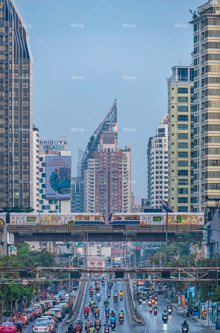 Rush hour in the Bangkok city Thailand