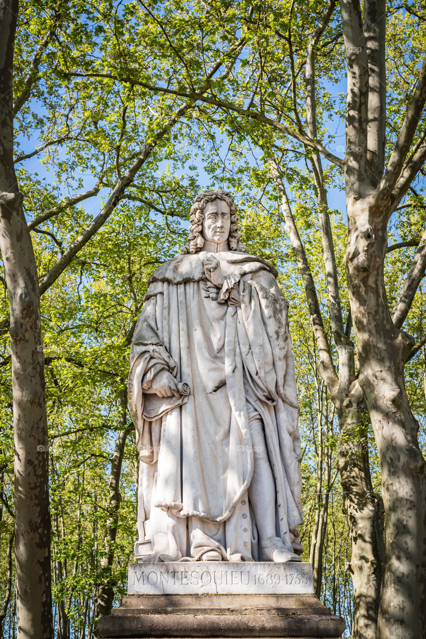 Statue of Montesquieu in a Park of Bordeaux