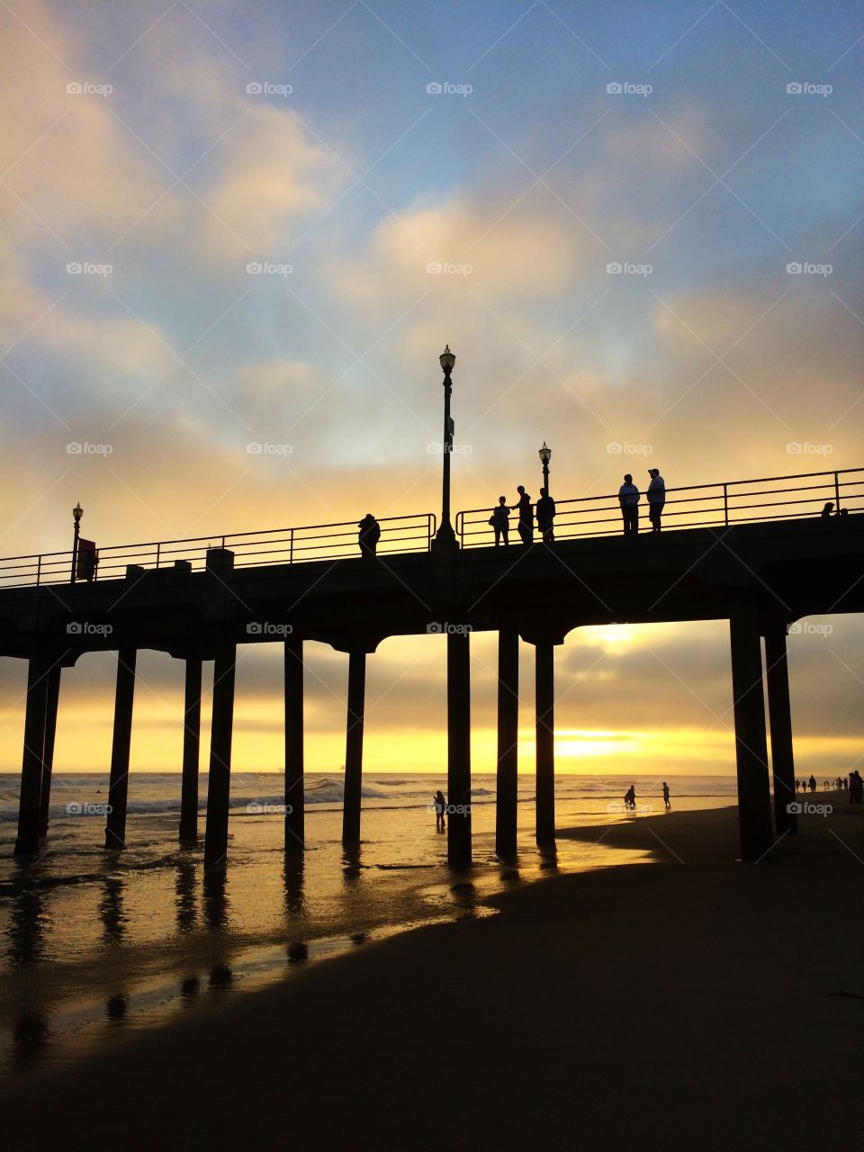 Silhouette of a bridge during sunset