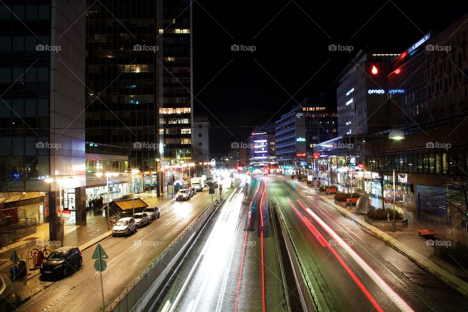 night traffic in Stockholm, Sweden
