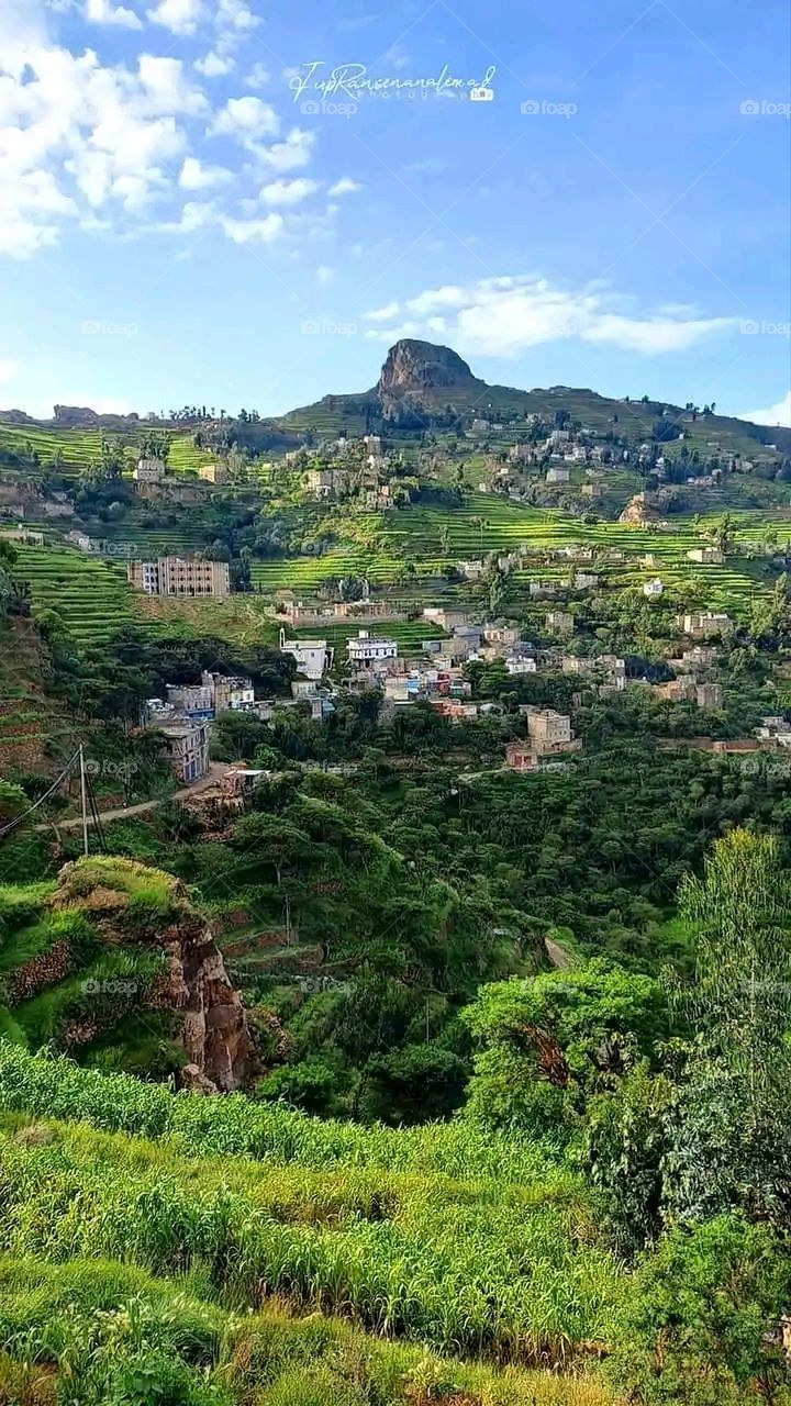 Glory be to God, the magnificent and picturesque view and the natural green trees are a view that is nothing more wonderful than it