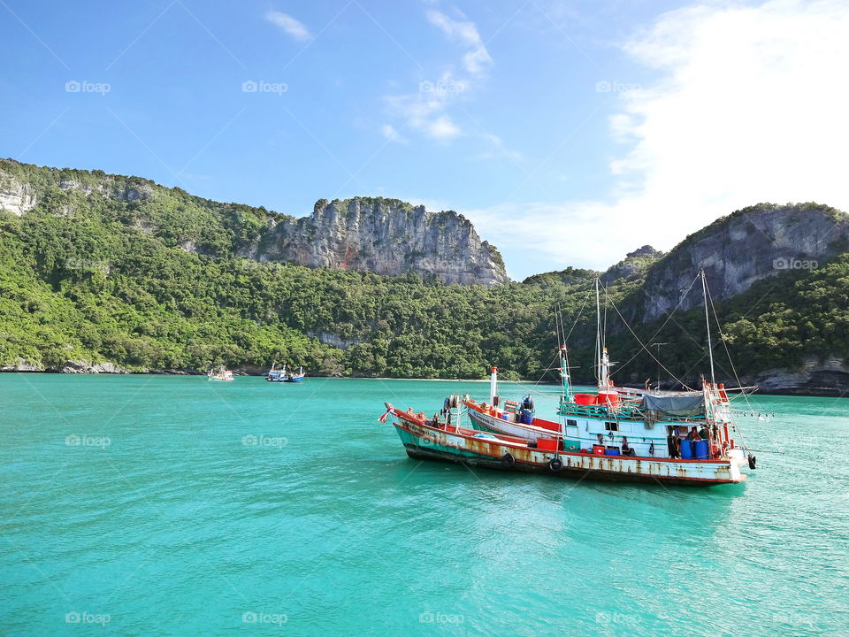 Thailand island boats koh samui tropical water
