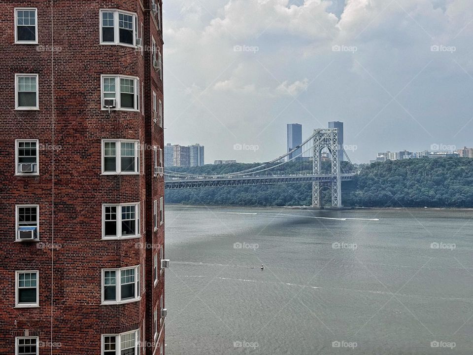 The view of the Hudson River and the George Washington Bridge 