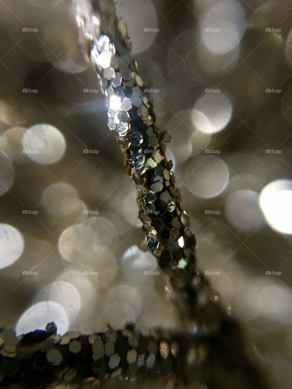 Macro closeup of glitter on a decoration.