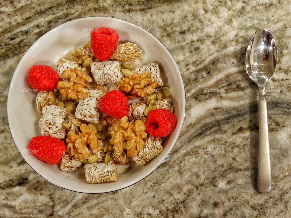 Elevated view of healthy breakfast