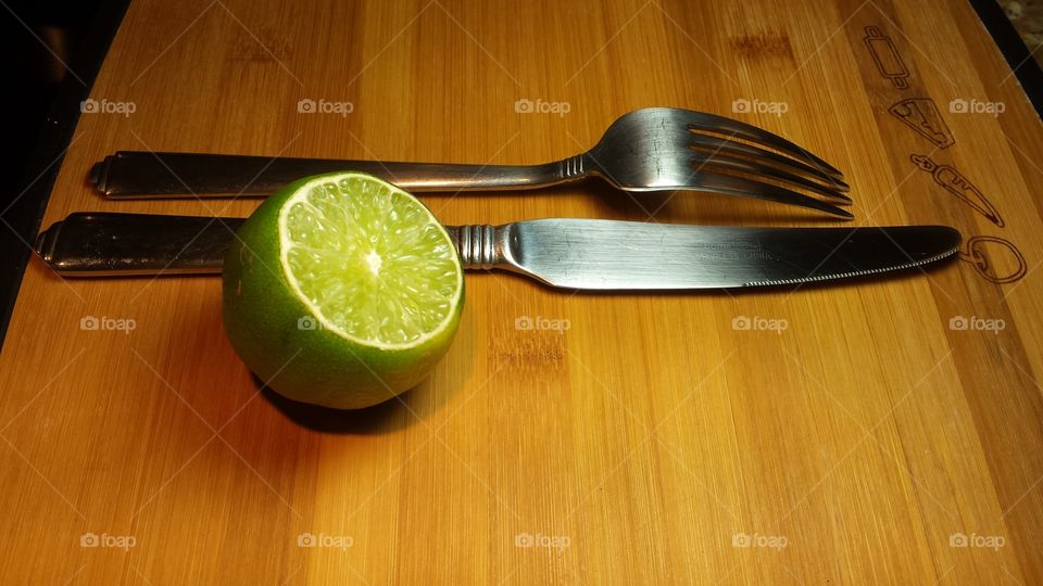 lemon fork and knife