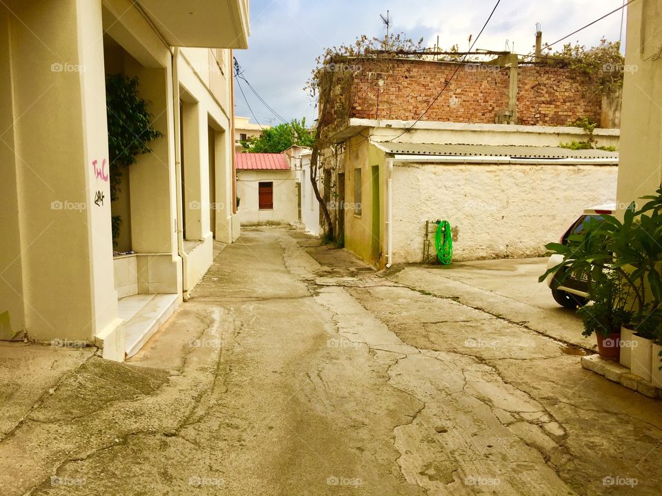 Abandoned street in Nea Chora Crete
