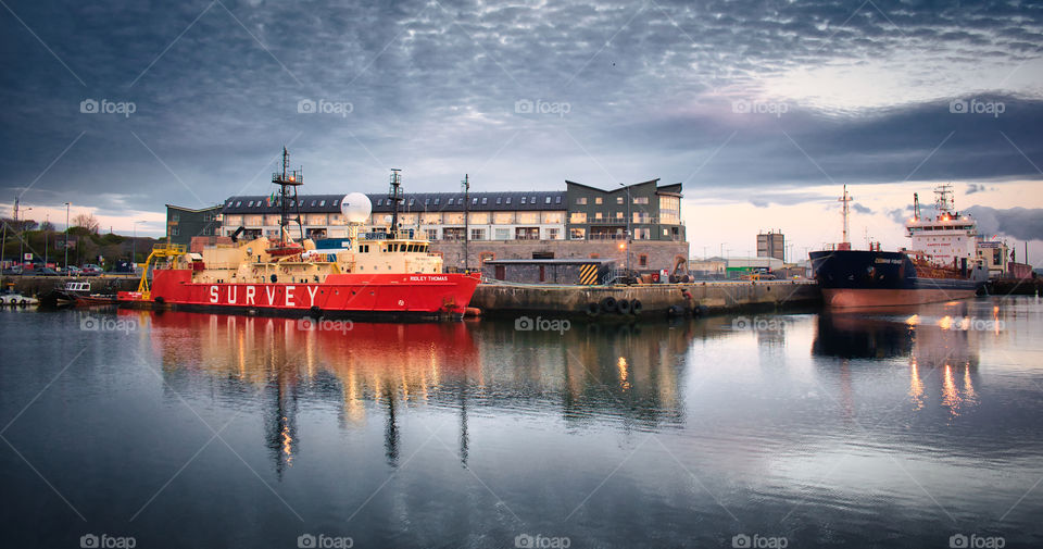 Ships at Galway docks, Ireland